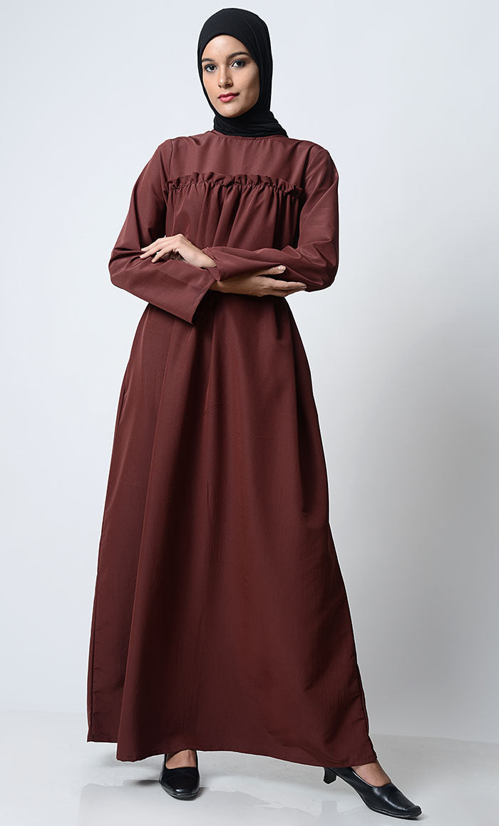 Classic Everyday Wear Abaya-Brown