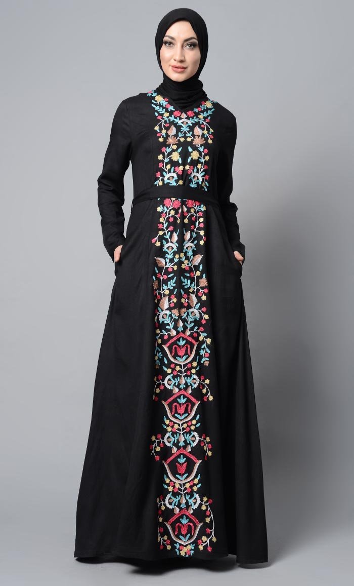 Beautiful Front Detailed Abaya Dress