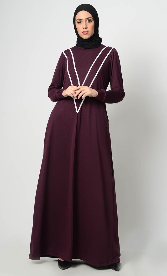 Basic Viscose Lace Trim Abaya