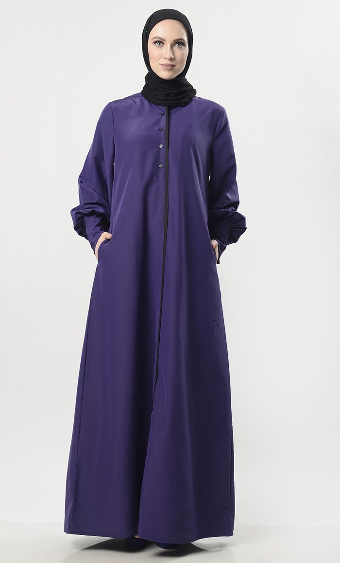 Contrast Taping Chic Everyday Abaya