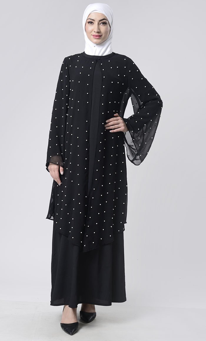 2 Layer Pearl Upper Abaya