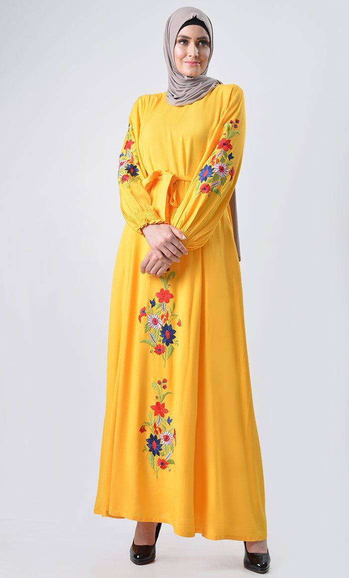 Spring Bloom Embroidered Abaya