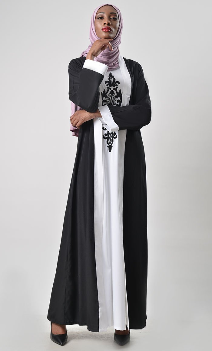 2 Layer Set Abaya-White & Black