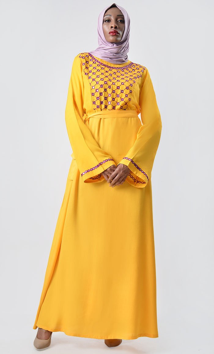 Bright Embroidered  Abaya