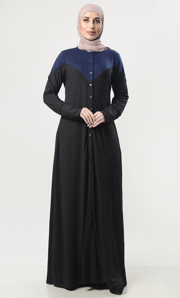 Front Button Down Jersey Modest Abaya