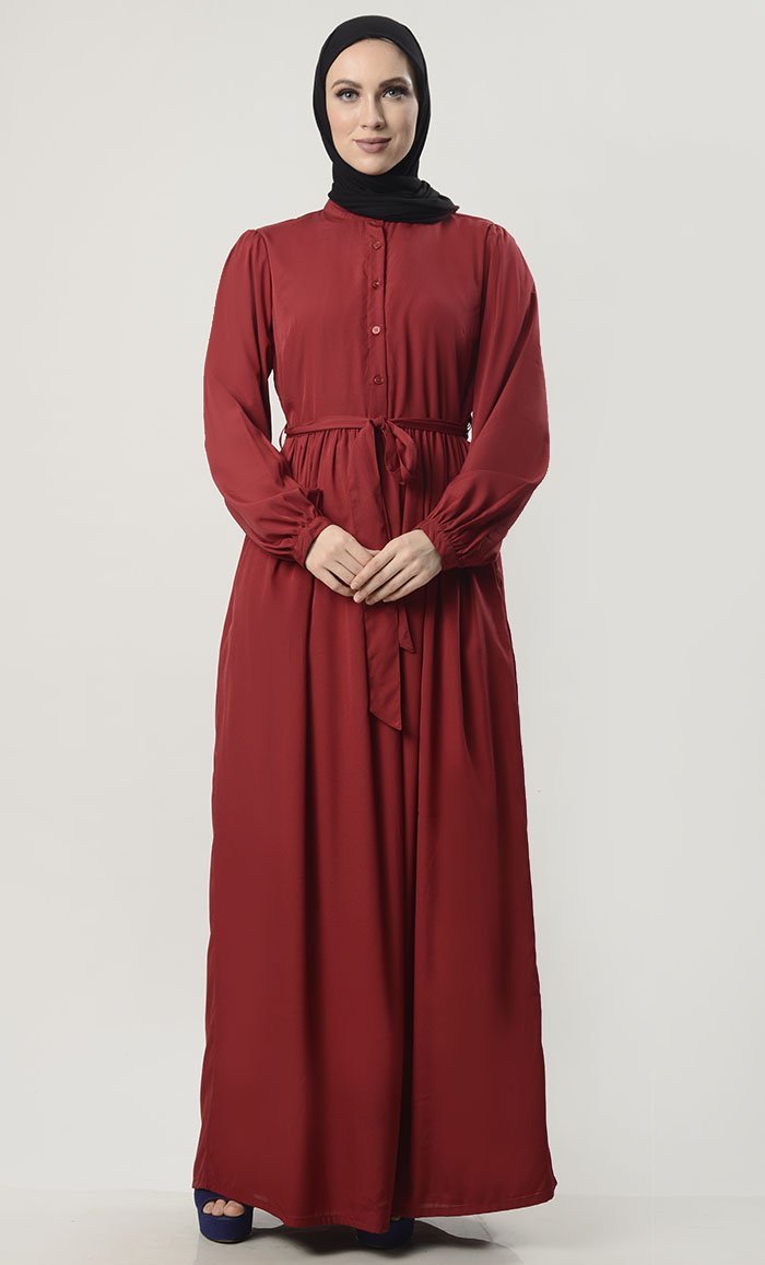 Front Button Down Crepe Modest Abaya