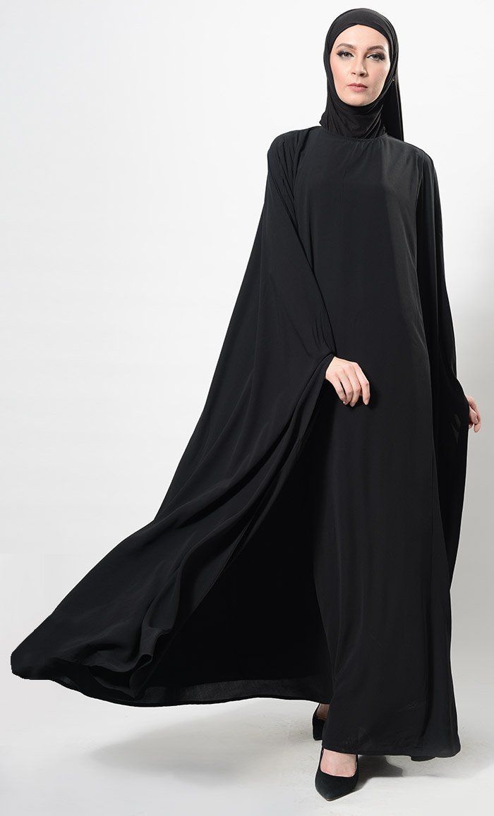 Cape Style Flowy Abaya Dress And Hijab Set