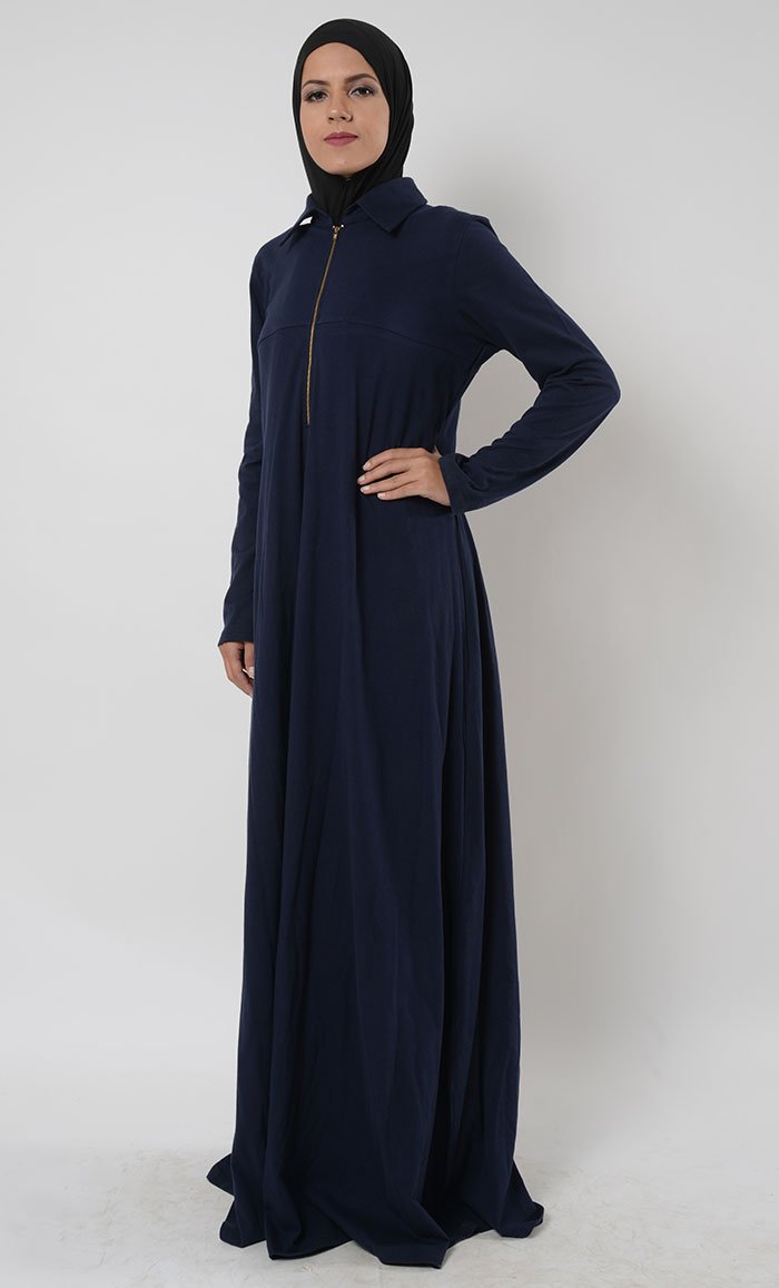 Polo shirt style straight fit basic abaya dress