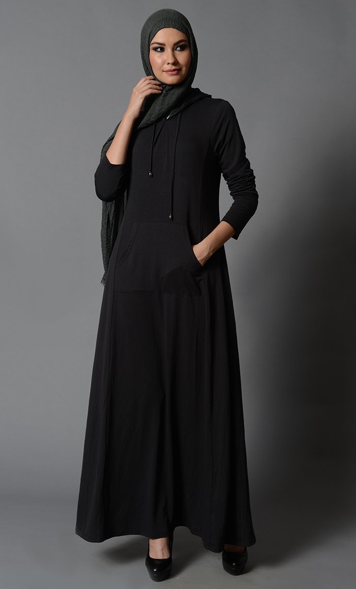 Hoodie style casual wear muslimah abaya dress