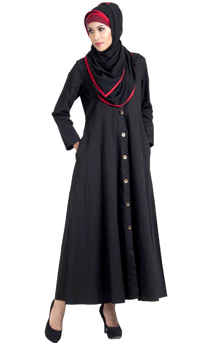 Front open basic Jilbab dress with hijab set