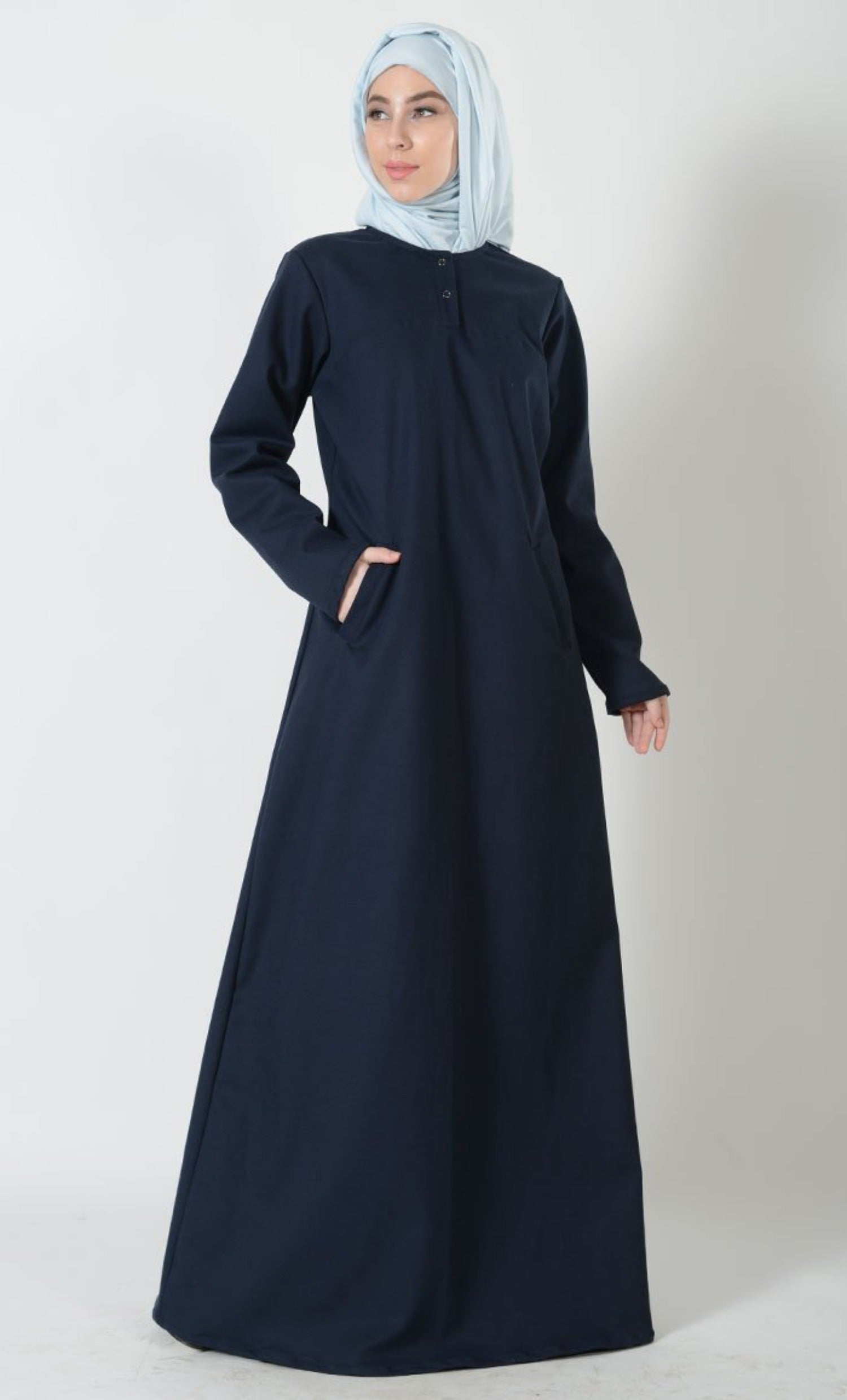 Twinned Button A Line Hajj Umrah Abaya Dress