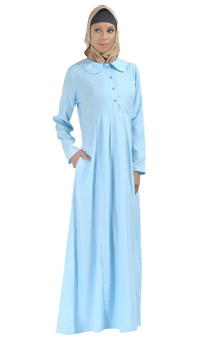 Peter Pan Collared Shirt Style Casual Wear Abaya Dress