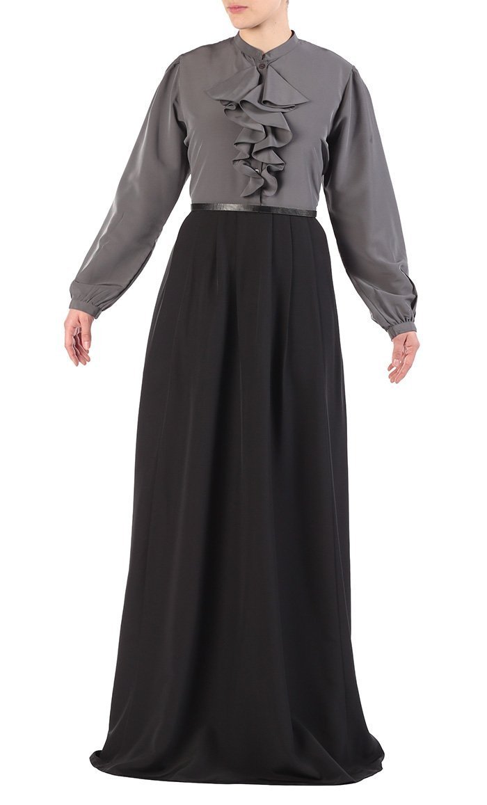 Designer Button Down Ruffled Abaya