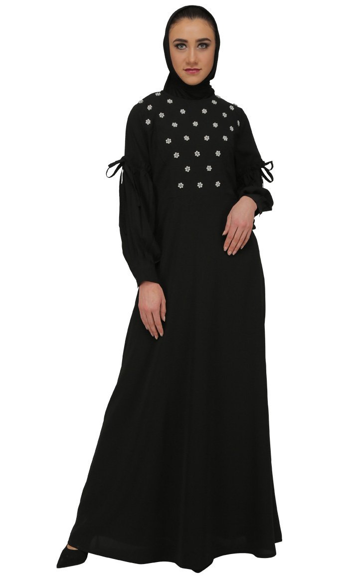 Beautiful Pearl Applique Work Abaya Dress