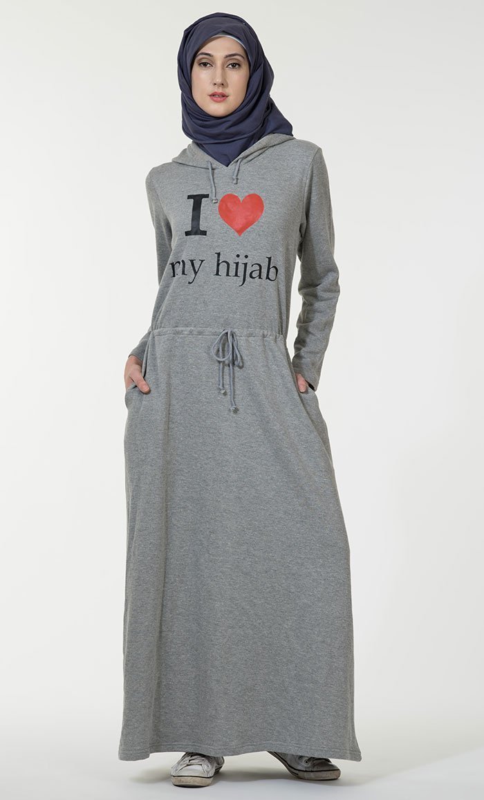 I Love My Hijab Hoodie Abaya dress