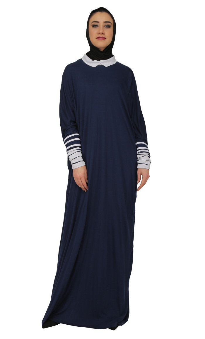 Stripes Design Loose Kaftan Style Abaya Dress