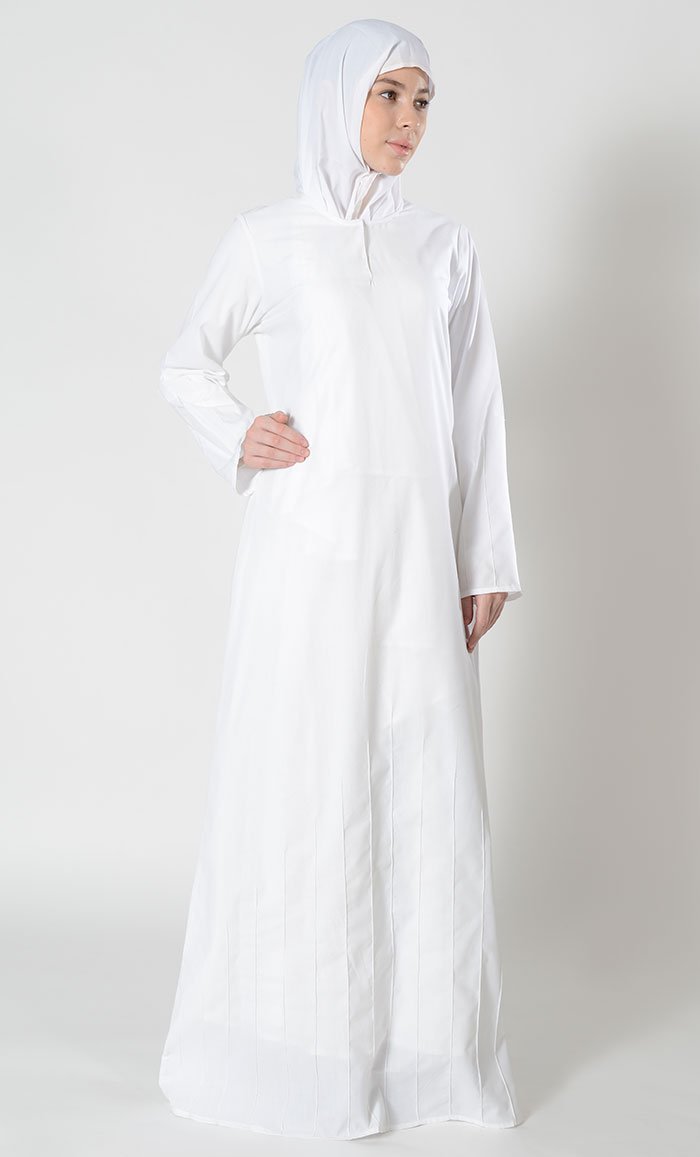 Pintuck Pleated Detail Muslimah Hajj Umrah Abaya Dress