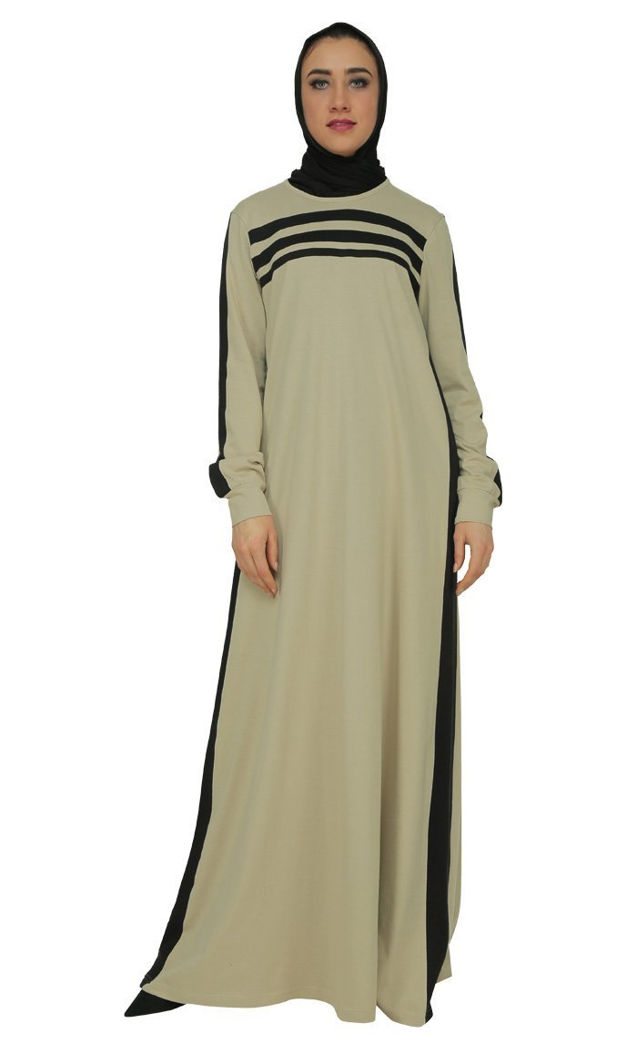 Fancy Striped Vintage Style Abaya Dress