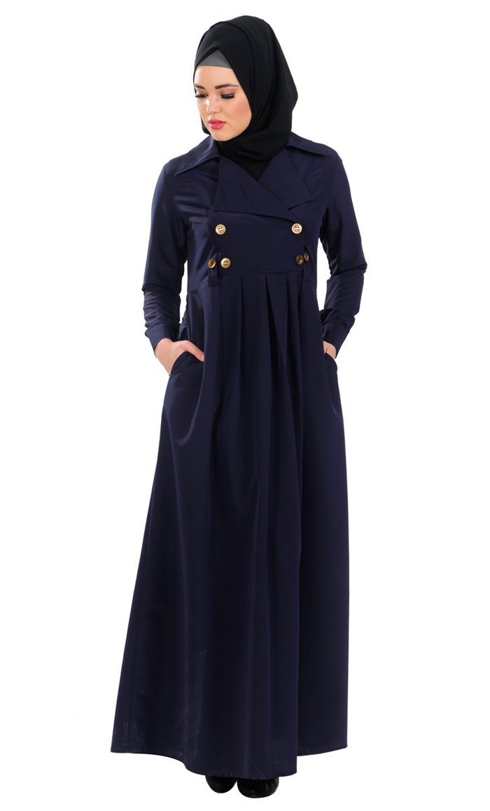 French Style Wrap Around Flared Abaya Dress