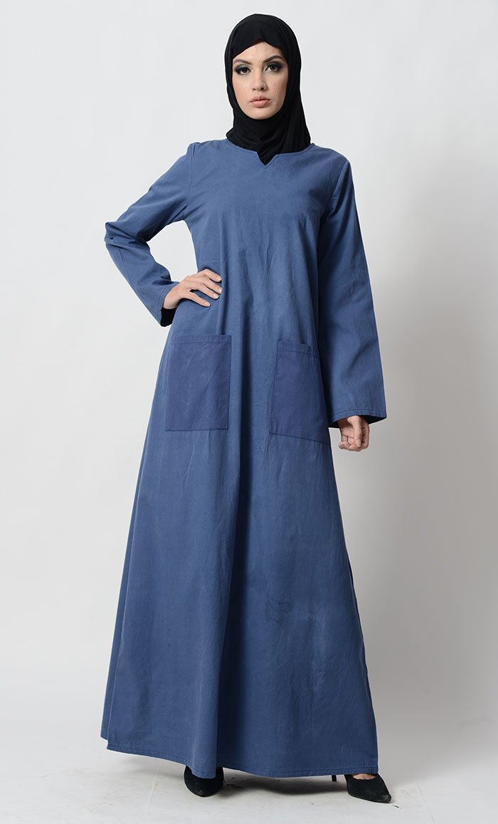 Sweetheart neckline modest wear casual abaya dress