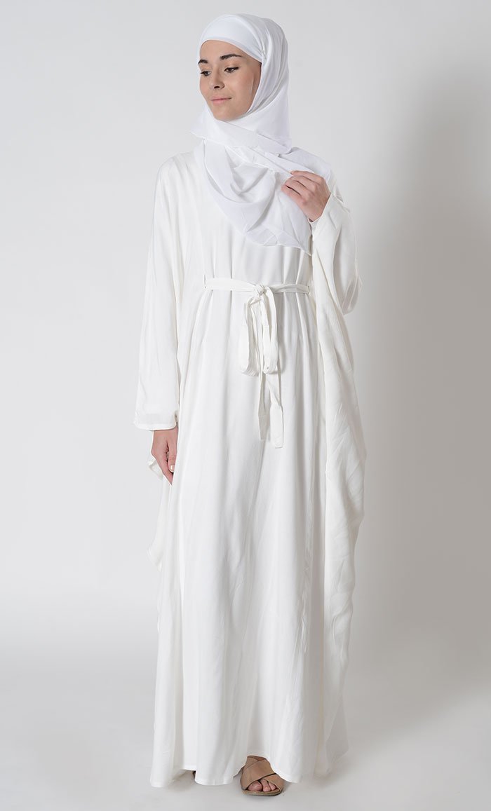 Knotted tie up detail hajj umrah kaftan abaya dress