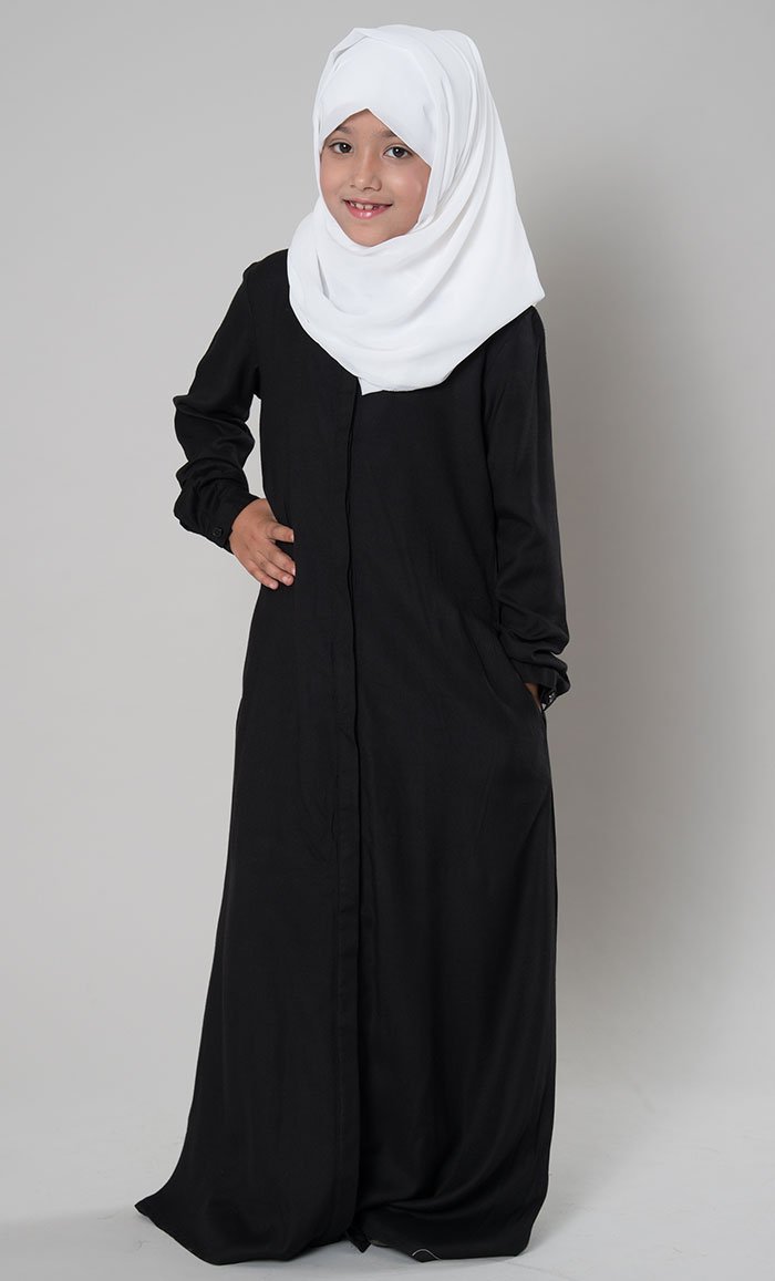 Girls Front Open Front Open Rayon Prayer Abaya