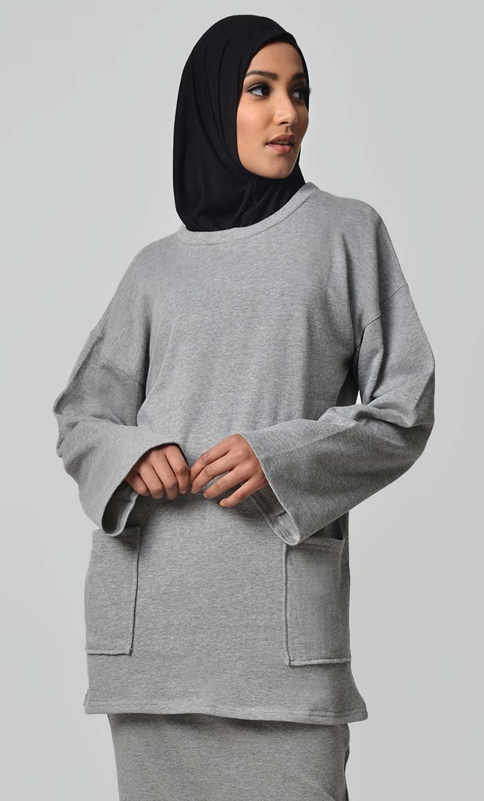 Loose Fit Fall Hoodie-Grey