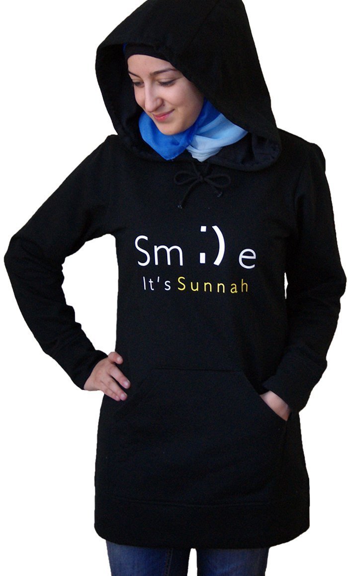 Smile, It'S Sunnah Slogan Hoodie Swearshirt