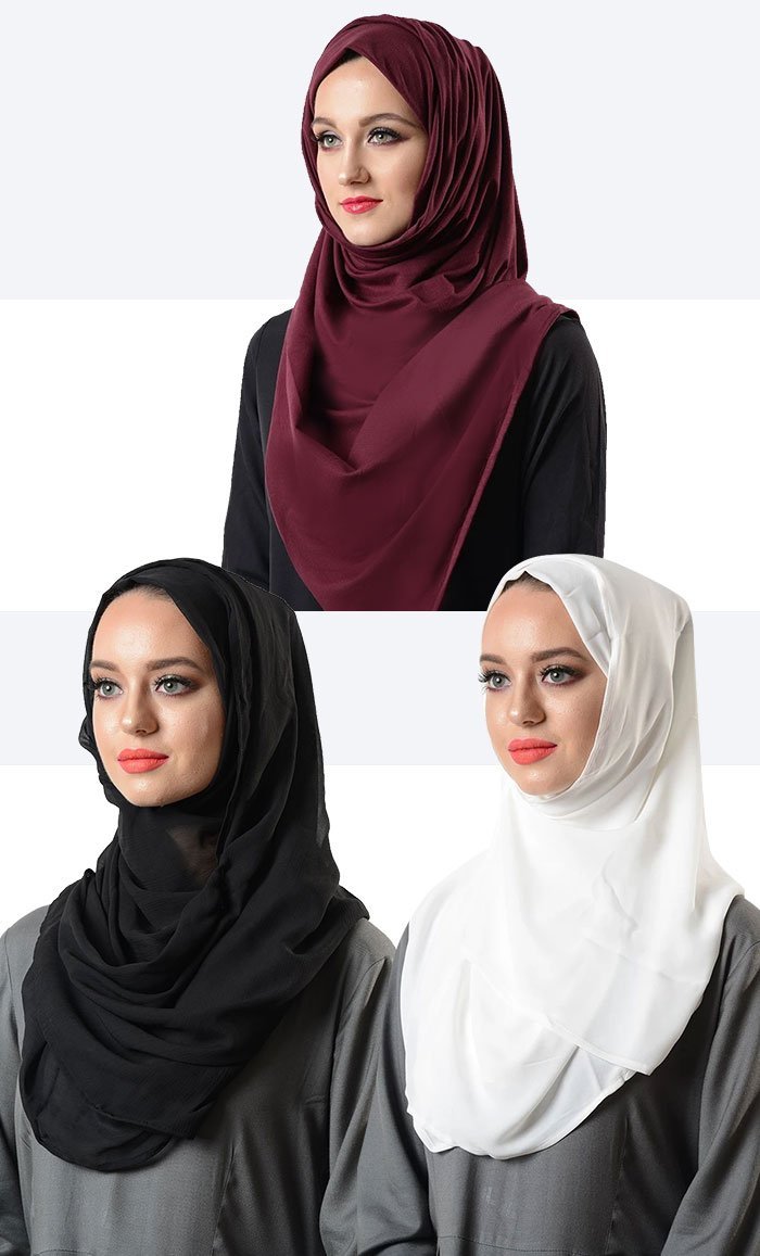 Beautiful Multi-Color Hijab Combo Set Of 3