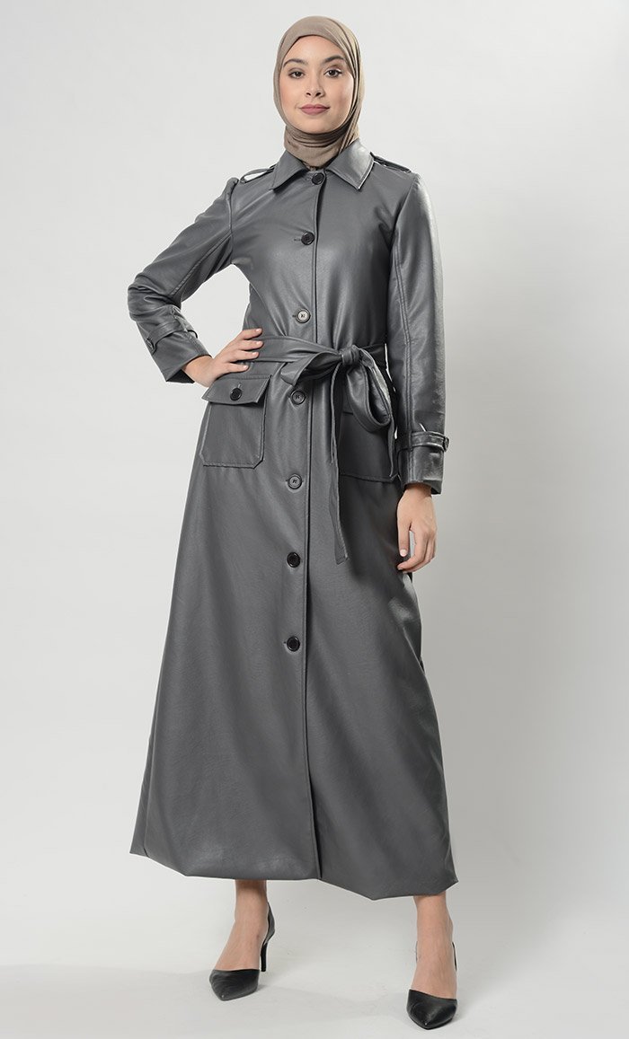 Modish Single Button Full Jacket (Grey)-Final Sale