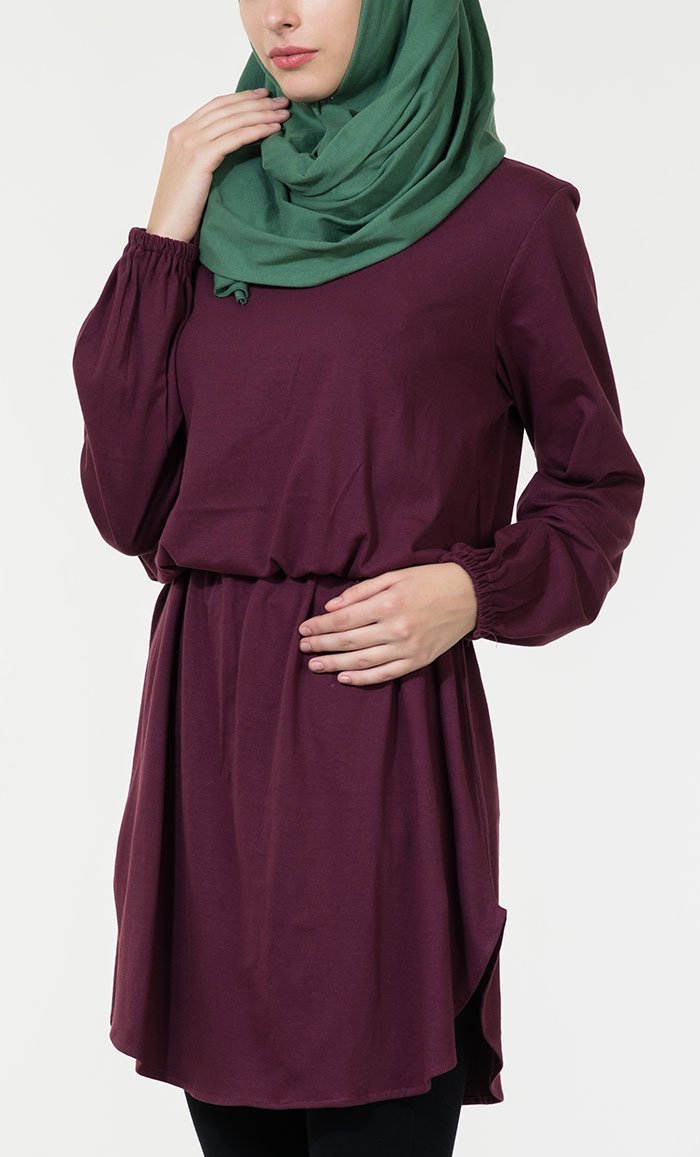 Basic Slip On Curved Hem Tunic