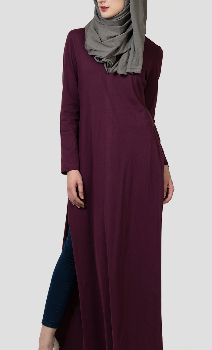 Basic Double Side Slit Detail Everyday Abaya Dress