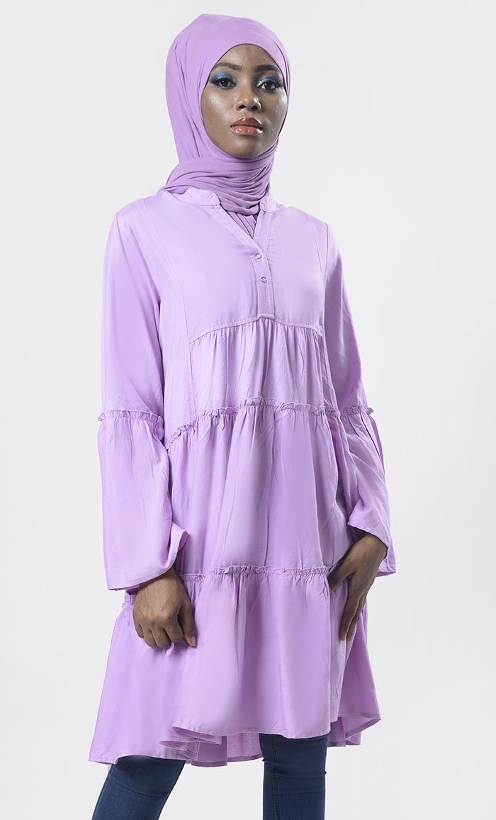 Tiered Lavender Everyday Wear Soft, Breathable Cool Tunic