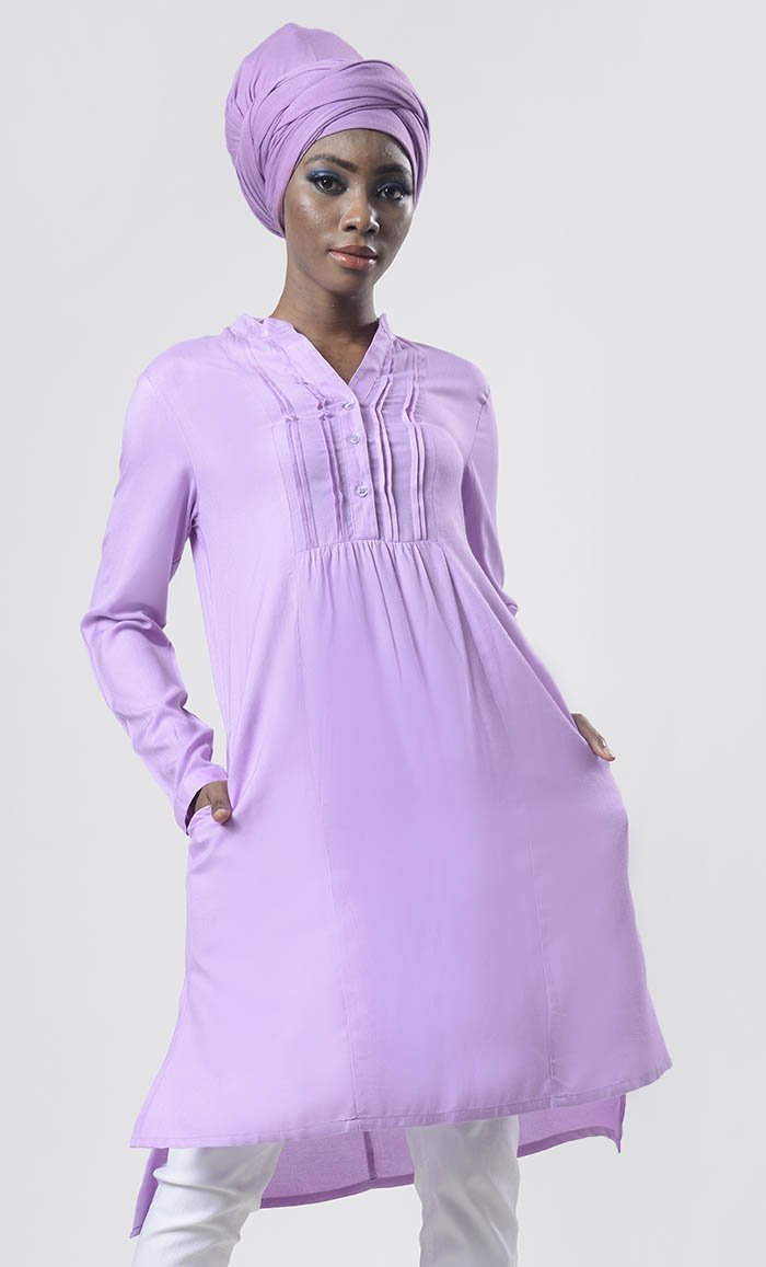 Everydaywear Lavender Pleats Detailing Long Tunic