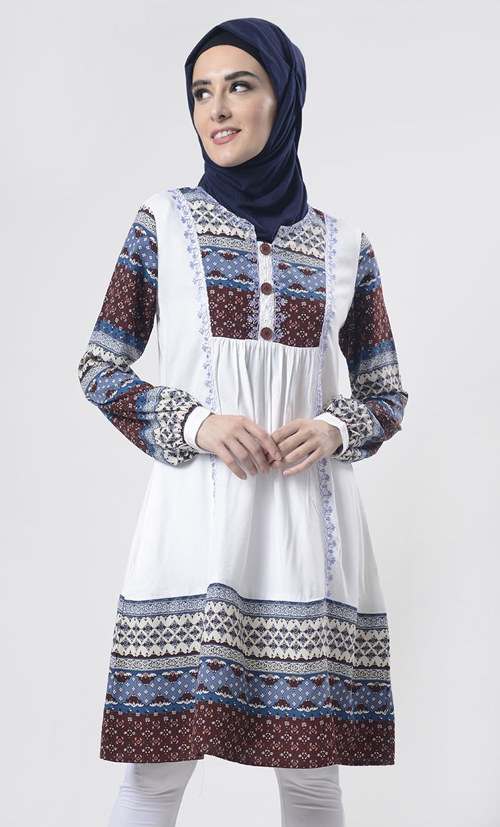 Printed Aari Work Detailing Tunic