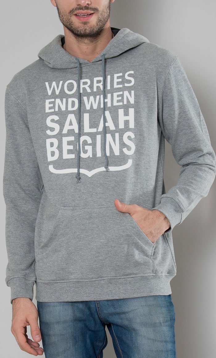 Mens Hoodie Worries End When Salah Begins