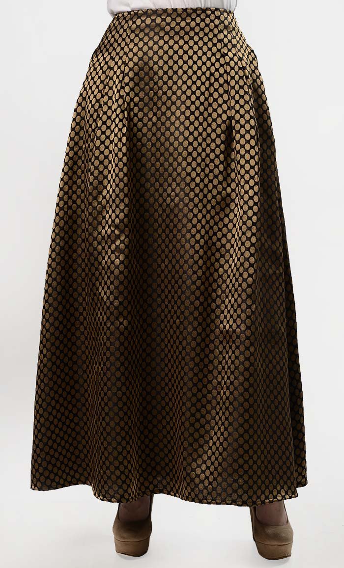 Brocade Festive Skirt - Black