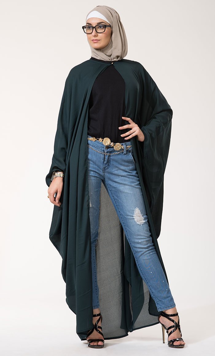 Moss Crepe Cape Kaftan Shrug-Final Sale