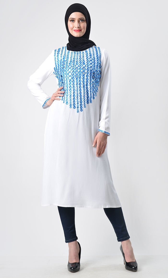 Sky Color Embroidered Tunic