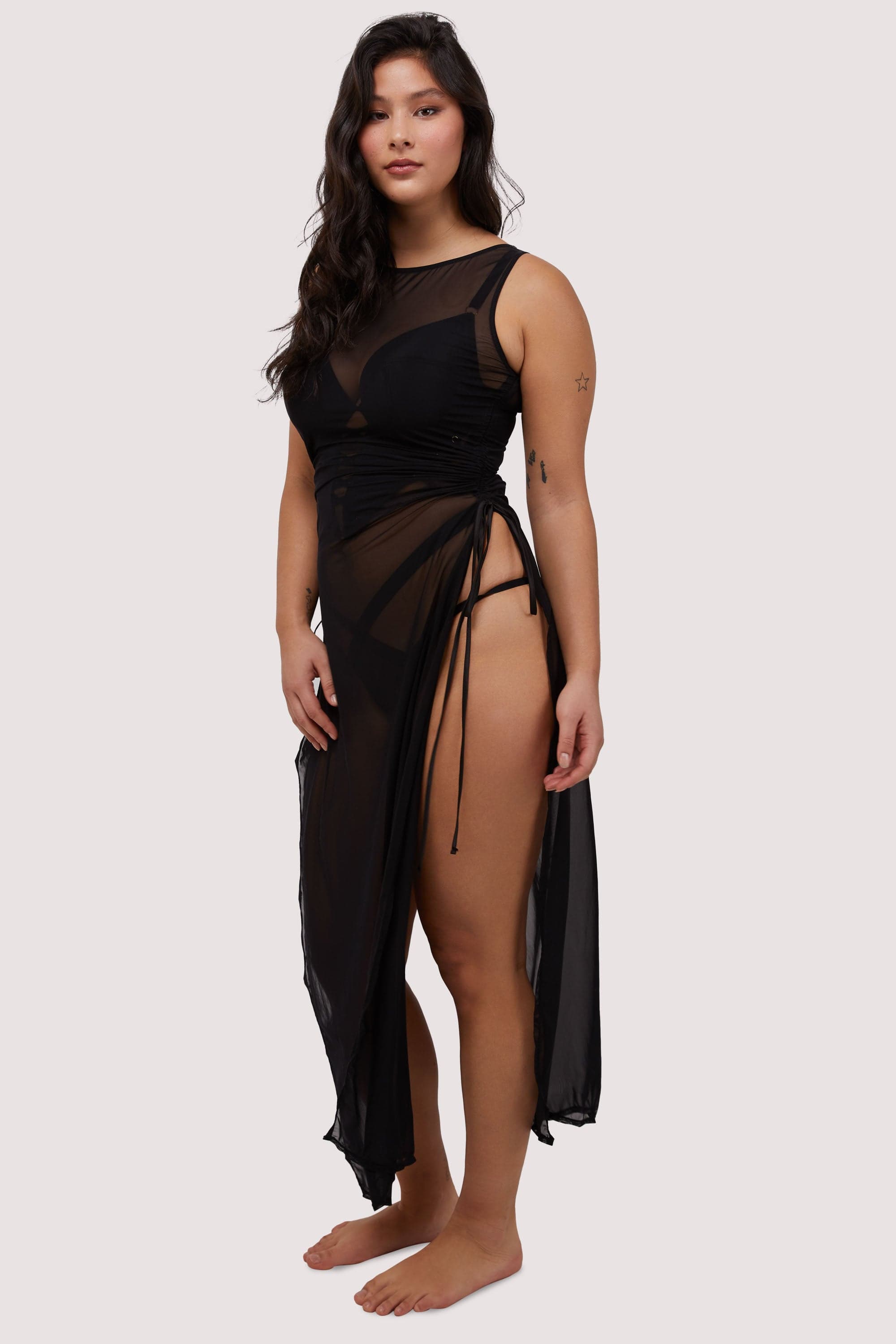 Saffi Ruched Mesh Bodycon Dress