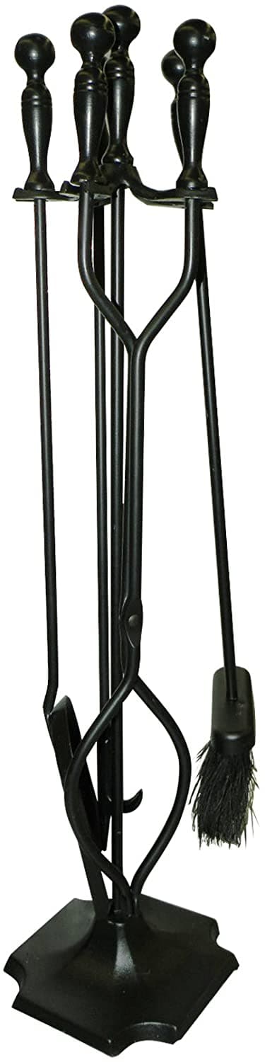 ShelterLogic 5-Piece Fireplace Toolset and Metal Hearth Accessory - Black