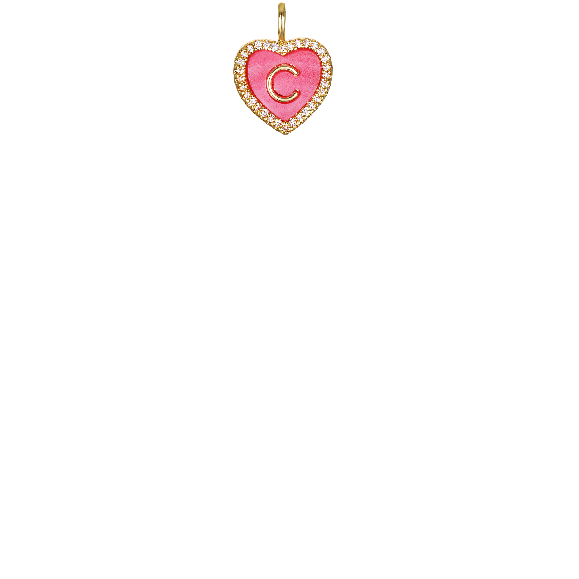 "C" Pink Heart Initial Charm