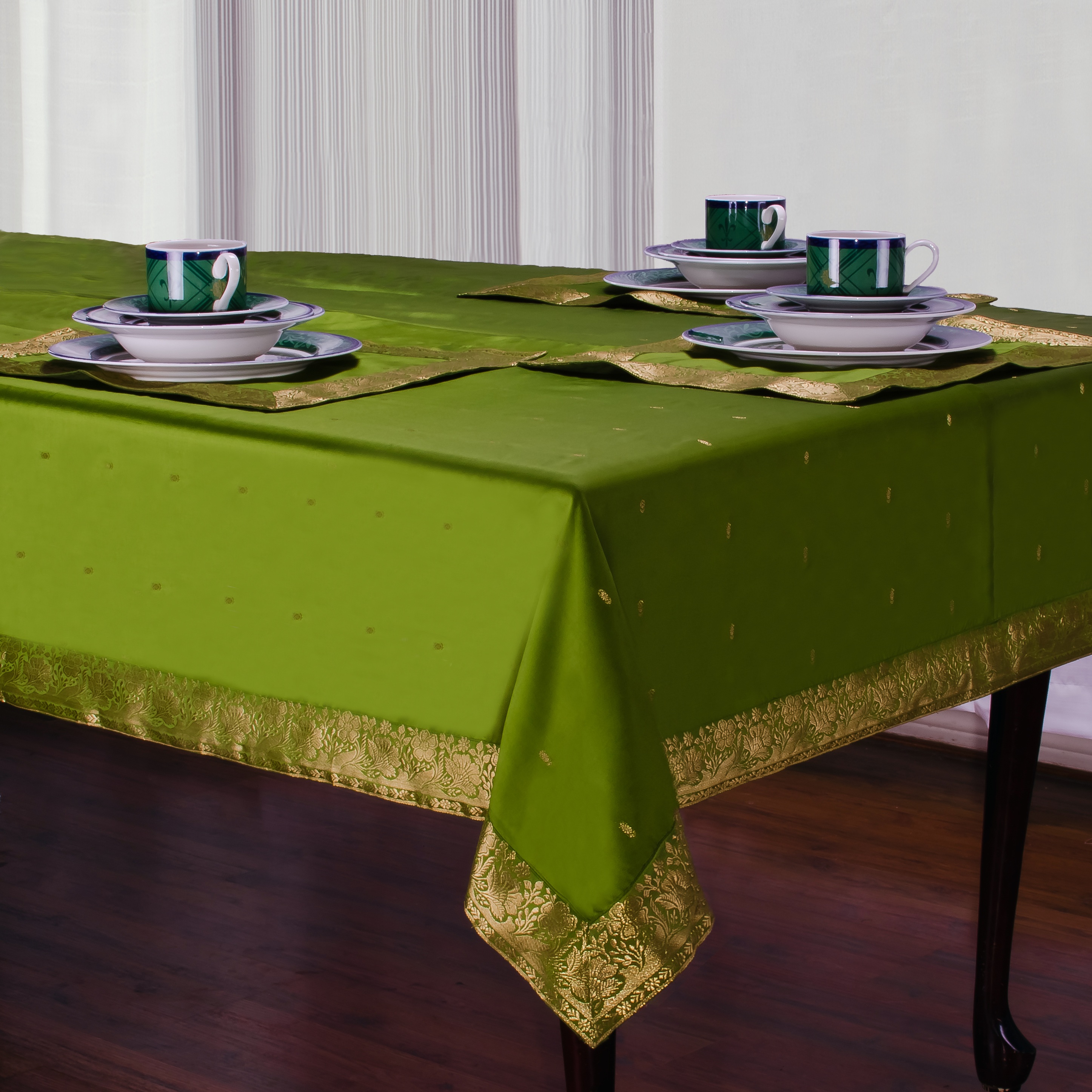 Forest Green - Handmade Sari Tablecloth (India)