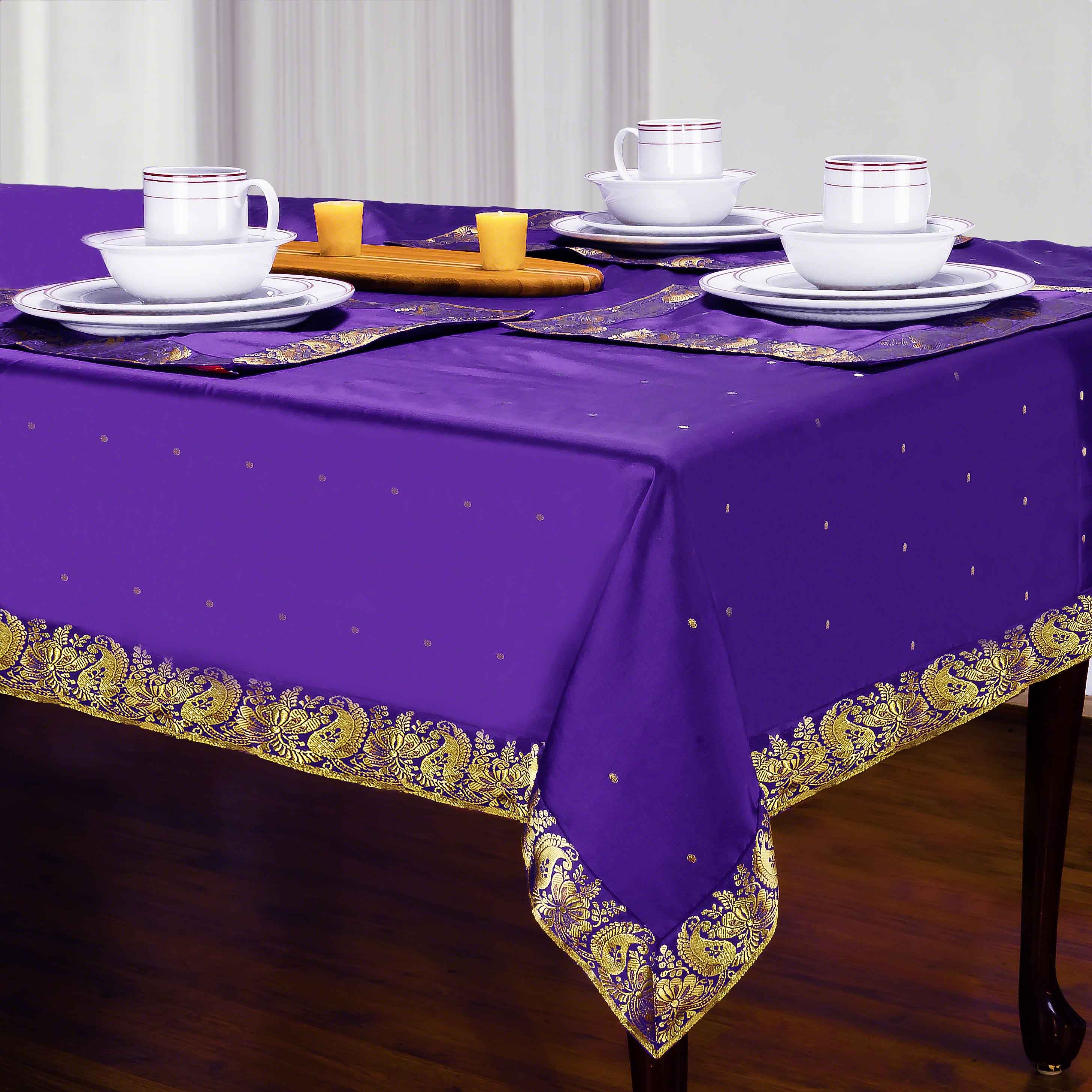 Purple - Handmade Sari Tablecloth (India)