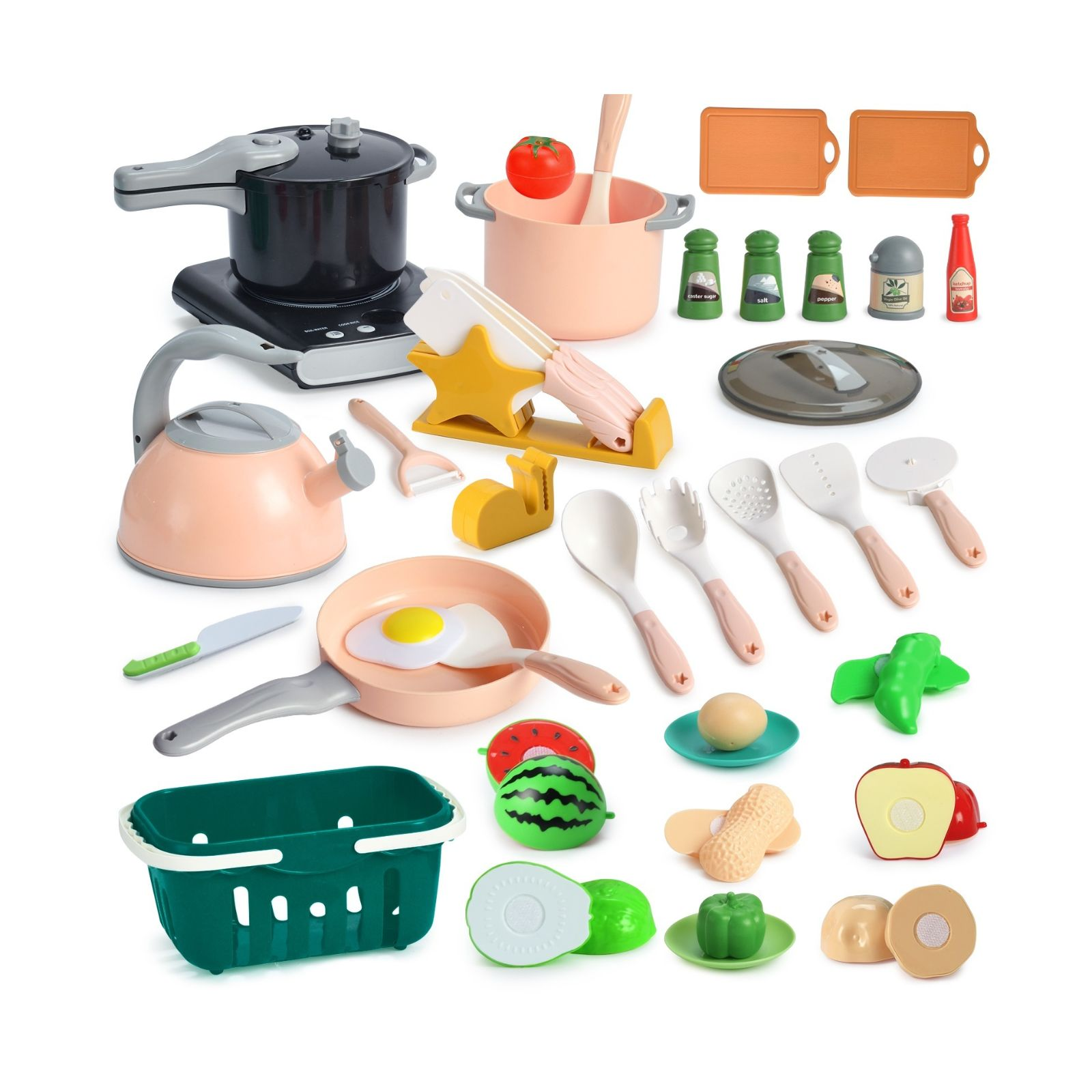 42 Pcs Toy Kitchen Set with Induction Cooker