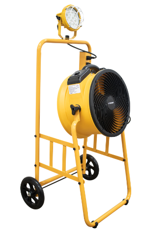 XPOWER FA-300K6 warehouse/dock cooling fan kit, L-30 LED spotlight, and 300T mobile trolley