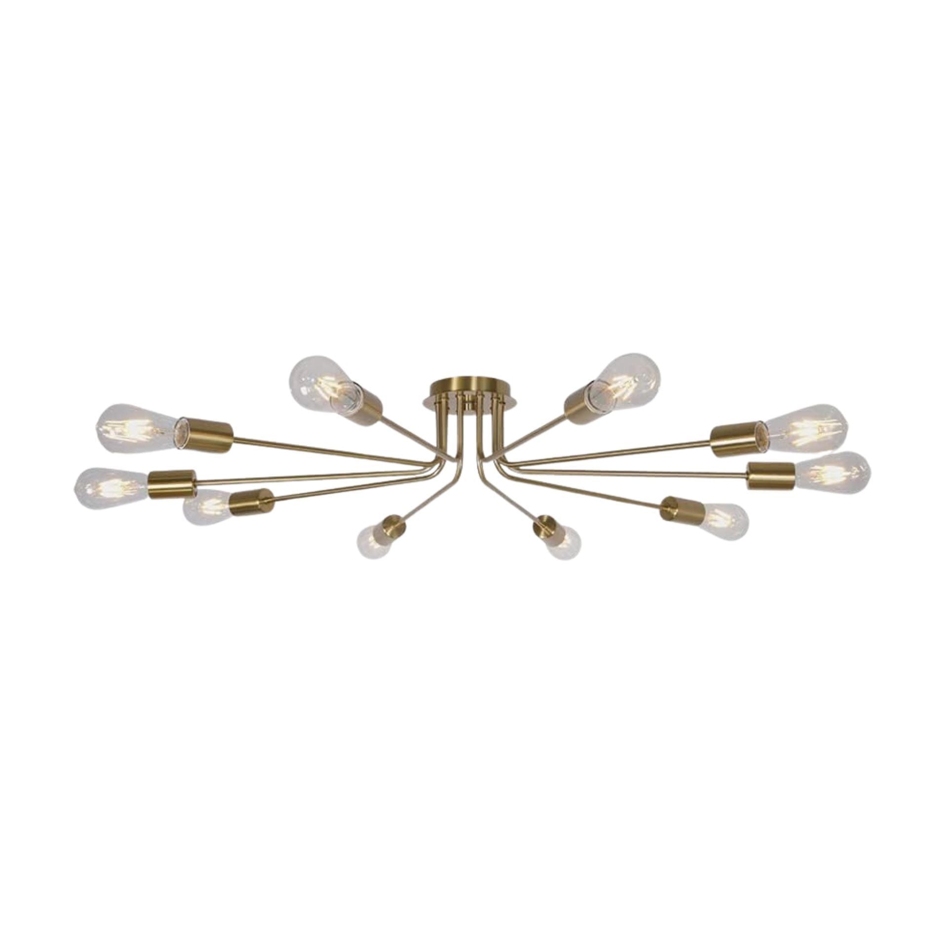 TM HOME 10 Light Chandelier Brushed Gold Ceiling Light Semi Flush Mount Light Ceiling Lamp