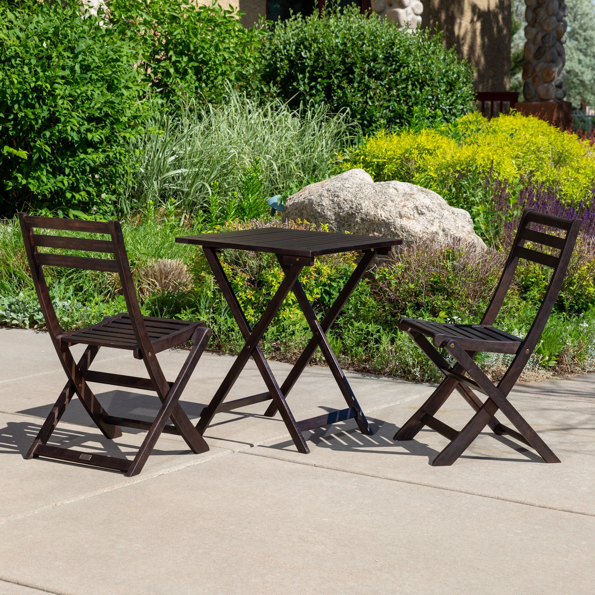 3-piece Outdoor Bistro Set, Square, Espresso