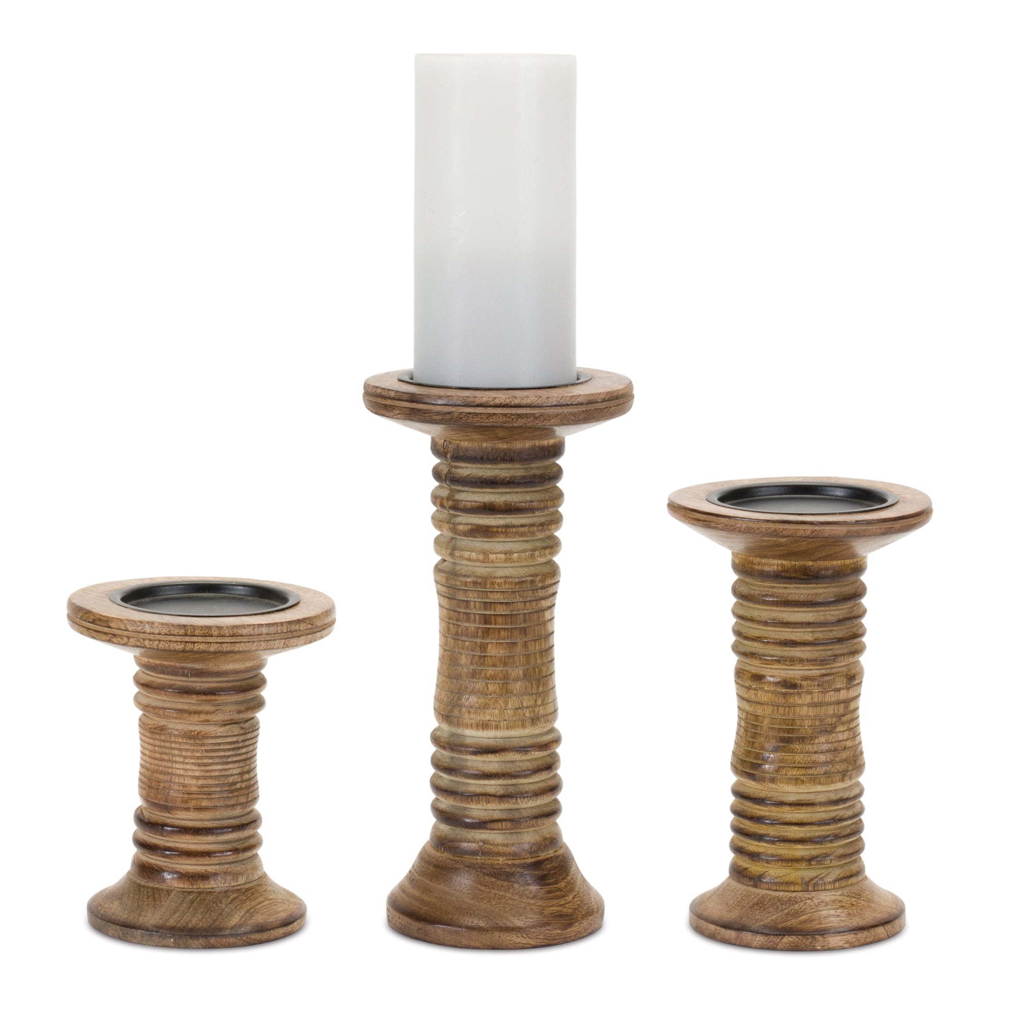 Mango Wood Candle Holder (Set of 3)