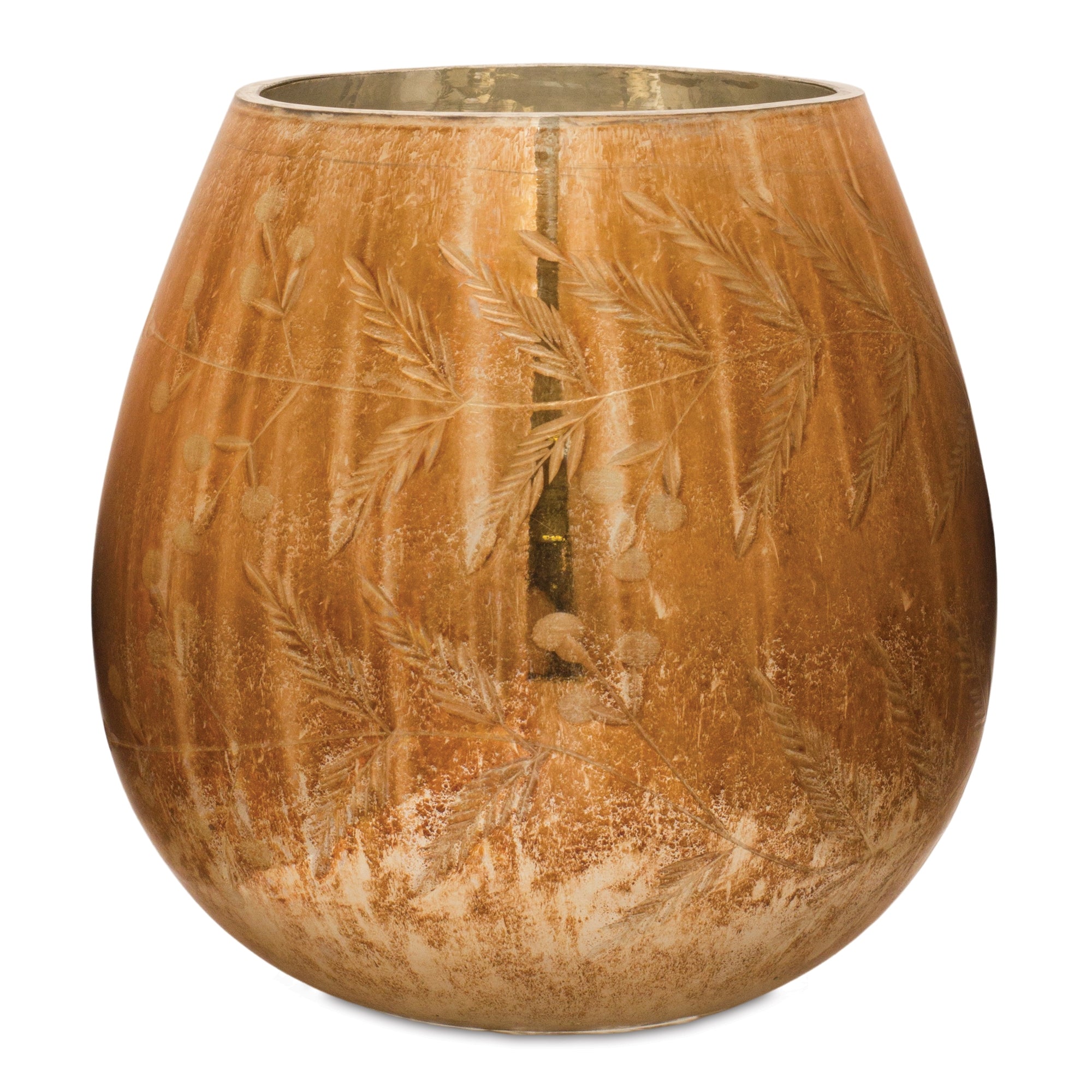 Etched Amber Glass Candle Holder (Set of 2)